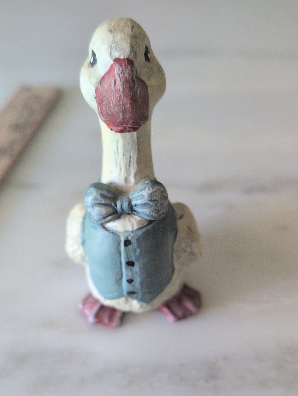 Hand-Painted Cream & Blue Decorative Duck Figurine - Picture 2 of 6